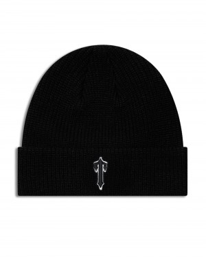 Black Mens Trapstar Foundation Beanie | DMF-210358