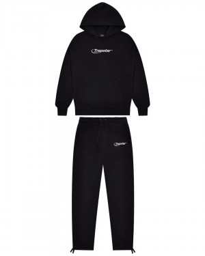 Black Mens Trapstar Hyperdrive Embroidered Tracksuits | YZQ-865027