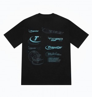 Black Mens Trapstar Hyperdrive Odyssey T-Shirt | VXC-710943