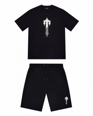 Black Mens Trapstar Irongate Short Set | QOT-407983
