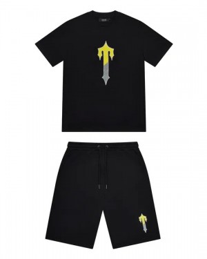 Black Mens Trapstar Irongate Short Set | WZT-645937