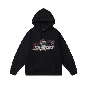 Black Mens Trapstar Shooters Gray Logo Hoodie | IEB-968124