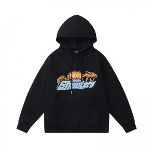 Black Mens Trapstar Shooters Orange Logo Hoodie | XWD-358042