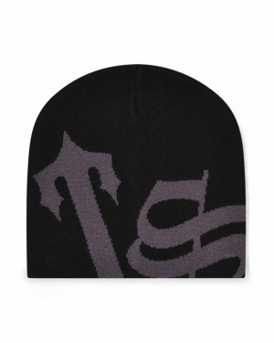Black Mens Trapstar TS Script Beanie | BKY-370129