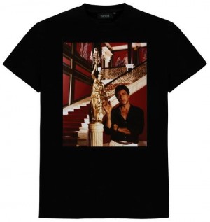 Black Mens Trapstar X Scarface The World Is Yours T-Shirt | YMR-129874