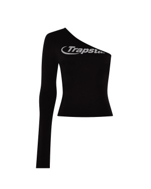 Black Womens Trapstar Hyperdrive One Shoulder T-Shirt | AXB-140923