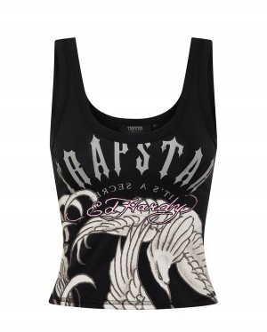 Black Womens Trapstar x Ed Hardy Vest | MGX-857324