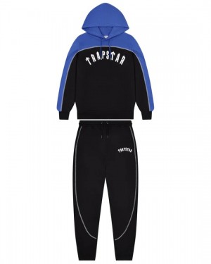 Black / Blue Mens Trapstar Irongate Chenille Arce Hooded Tracksuits | HGX-690245