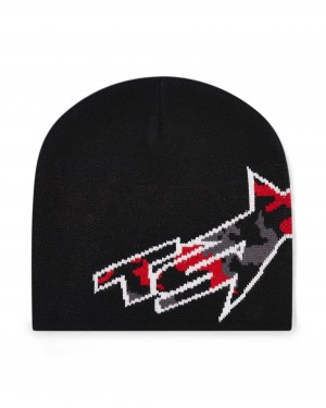 Black / Red Camo Mens Trapstar Ts Star Beanie | YBG-473129