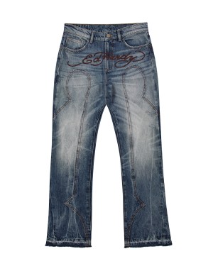 Blue Mens Trapstar x Ed Hardy Denim Jeans | XEC-608135