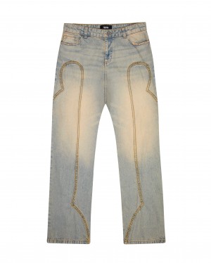 Blue Womens Trapstar Irongate Panel Denim Jeans | CLV-758246