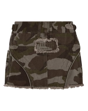 Brown Camo Womens Trapstar Irongate T Denim Zip Detail Mini Skirts | XVE-894231