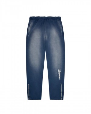 Denim Wash Mens Trapstar Hyperdrive Spray Joggers | HFT-419268