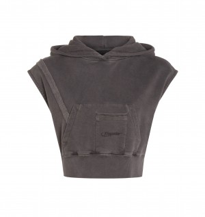 Enzyme Wash Womens Trapstar Deconstructed Cropped Sleeveless Hoodie | FHX-304786