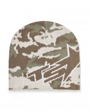 Green Camo Mens Trapstar Ts Star Beanie | XCA-856721