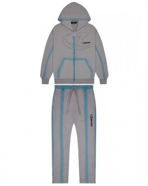 Grey Mens Trapstar Hyperdrive Zip Through Tracksuits | ZOA-582604