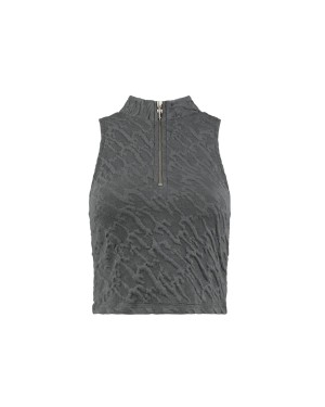 Grey Womens Trapstar Jacquard Fitted Zip Crop Top T-Shirt | GLW-286315