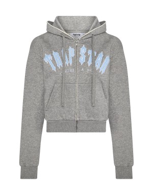 Grey / Blue Womens Trapstar Irongate Arch Chenille Embroidery Zip Through Track Tracksuits | ZDY-416702