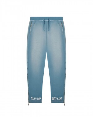 Light Denim Wash Mens Trapstar Script Joggers | KAG-840759