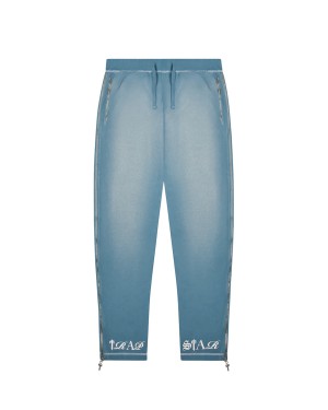 Light Denim Wash Mens Trapstar Script Joggers | LNM-680123