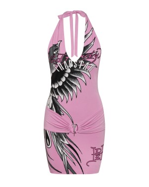 Pink Womens Trapstar x Ed Hardy Dress | HBW-239465