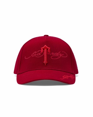 Red Mens Trapstar x Ed Hardy Irongate T Caps | JXM-731658